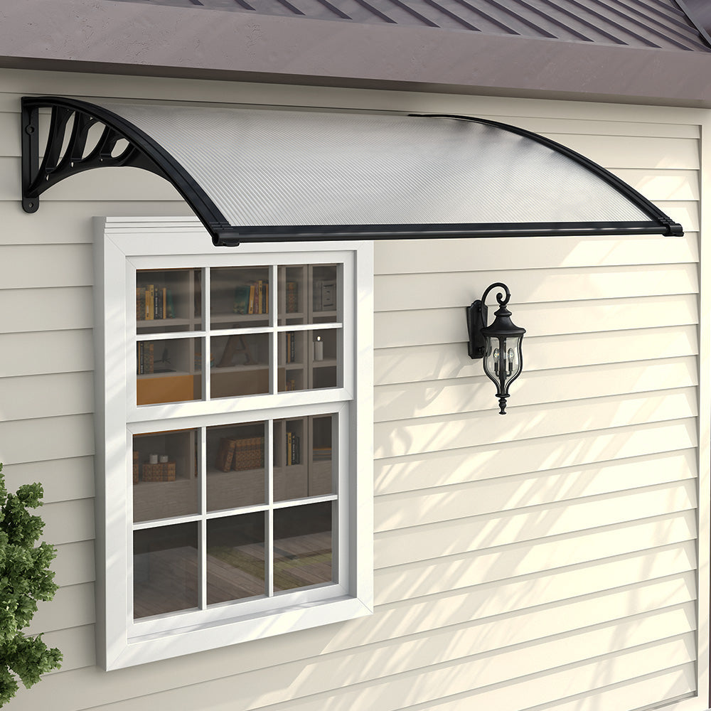 Outdoor Curved Shielded Awning - Rain Shelter - Black Awnings   