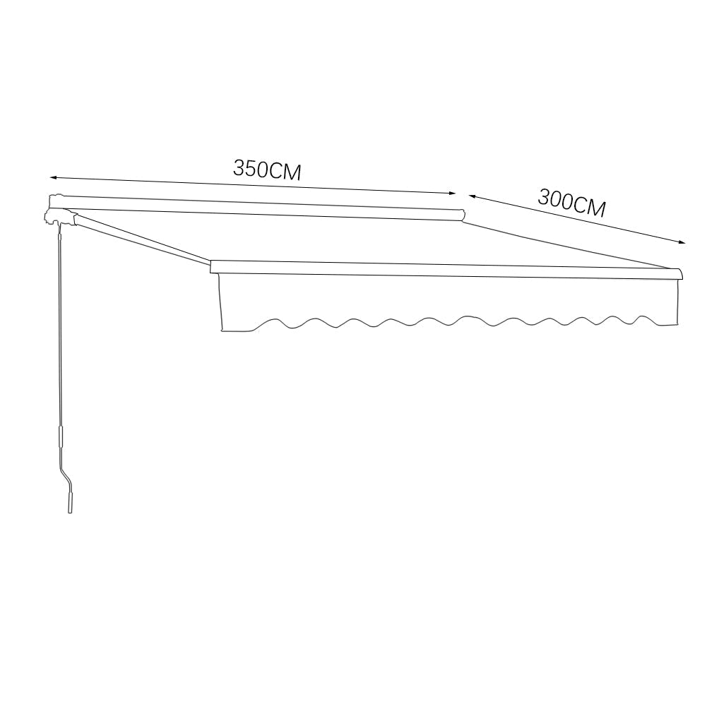 Retractable Patio Awning - Manual Shelter - Grey Awnings   L 300 x W 250 cm 