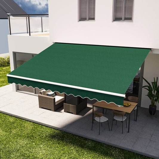 Green Manual Retractable Patio Awning