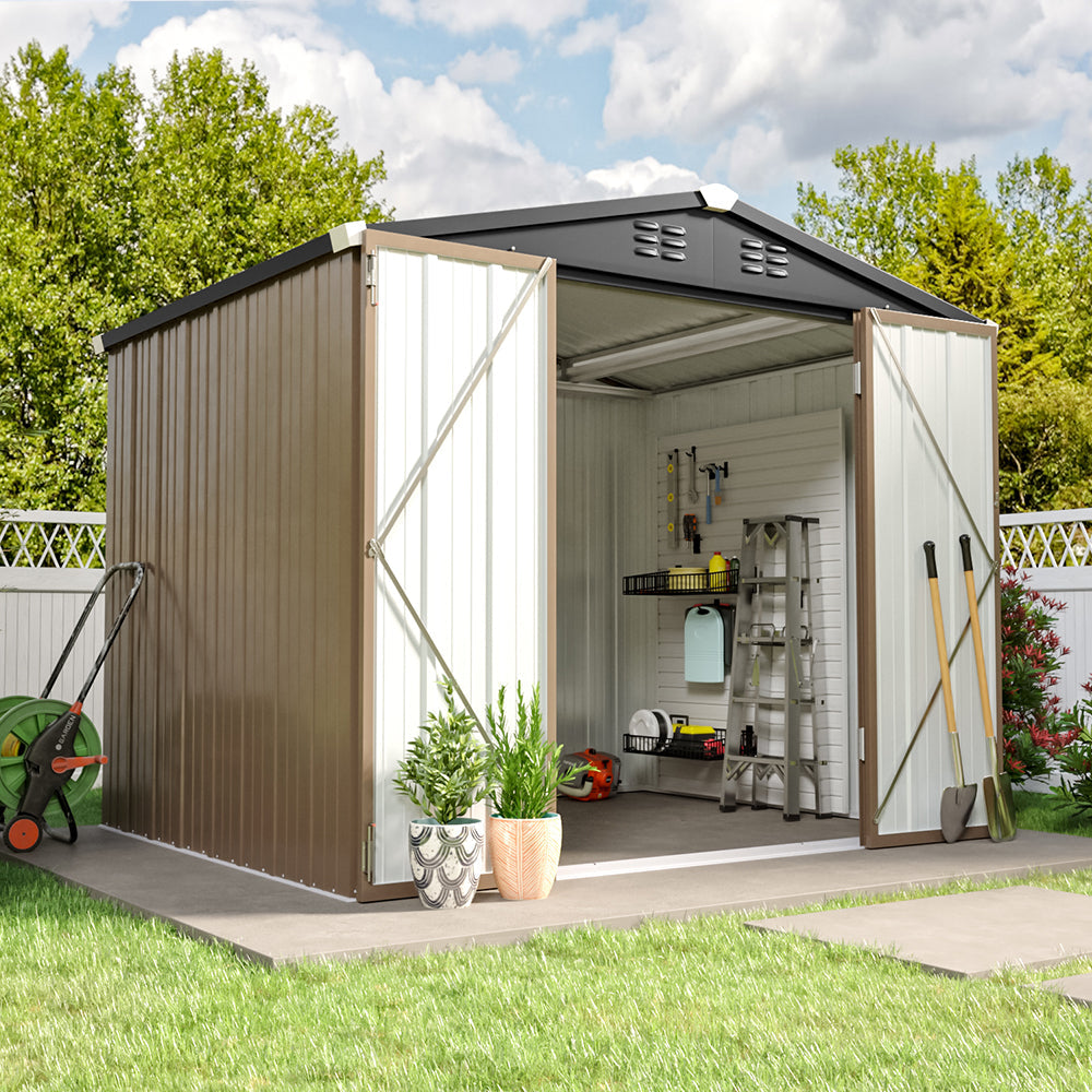 Garden Steel Shed for Outdoor, Patio, Back Yard Tool Storage Garden storage Garden Sanctuary W 181 x L 239 x H 194 cm 