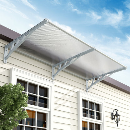 Outdoor Flat Shielded Awning - Rain Shelter - Grey Awnings   L 190 x W 90 x H 28 cm 