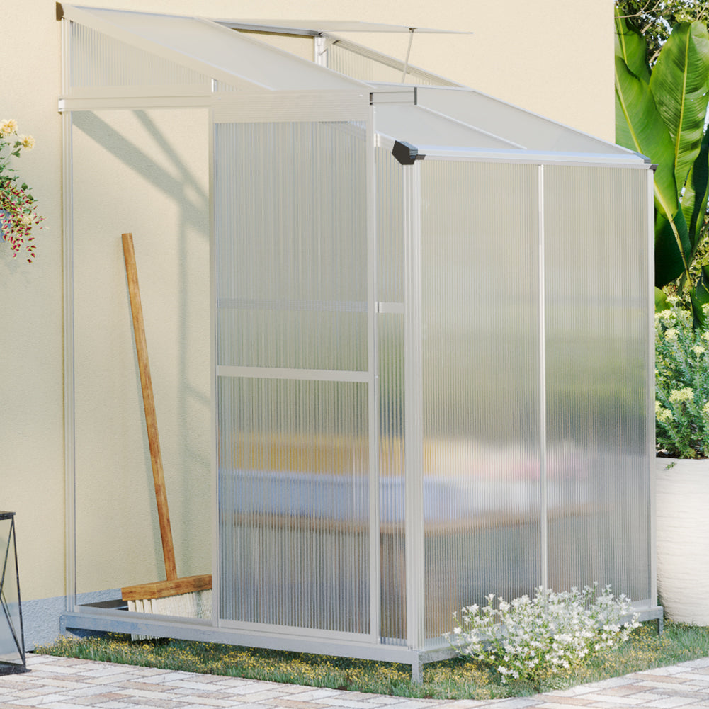 Aluminium Garden Greenhouse with Sliding Door and Foundation