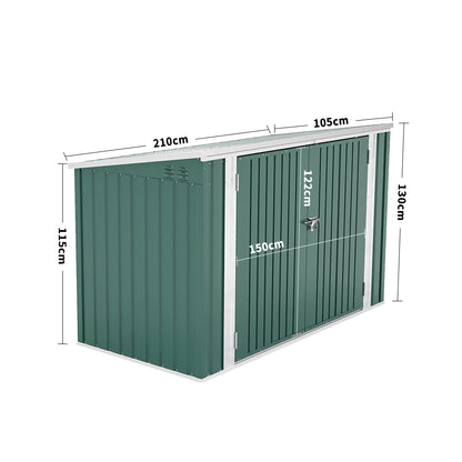 210CM Steel Lockable Garden Bicycle Storage Shed