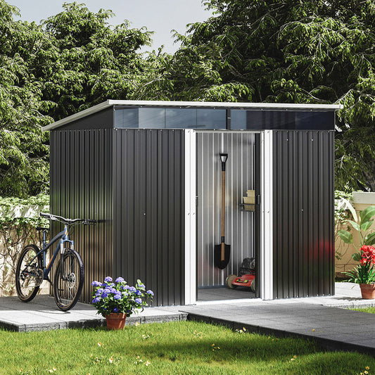 260CM Wide Metal Garden Storage Shed with Lockable Sliding Doors