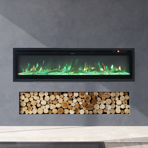 40/50/60 Inch Insert/Wall Mounted Electric LED Fireplace Fire Heater with 9 Flames Mode