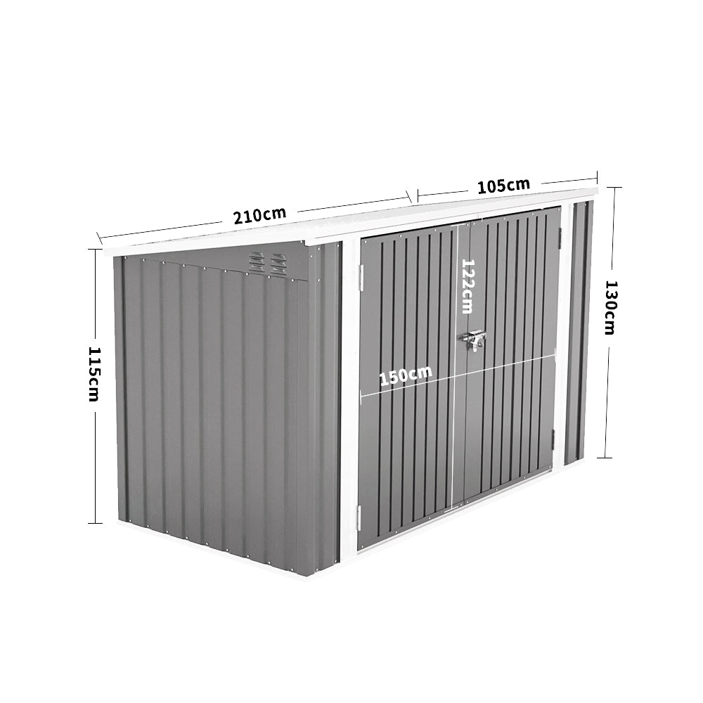 210CM Steel Lockable Garden Bicycle Storage Shed