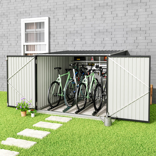 195CM Wide Steel Garden Bike Shed Bicycle Storage Shed