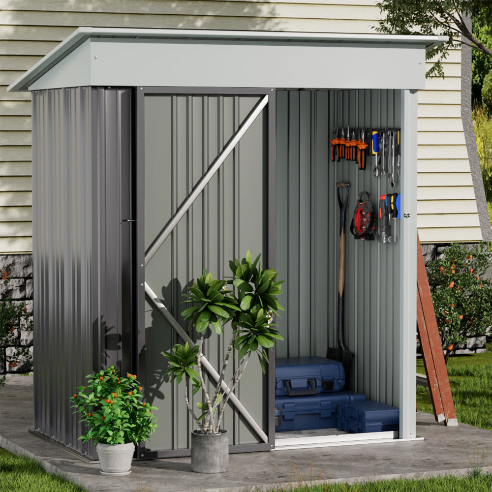 Outdoor Metal Storage Shed Lockable Door