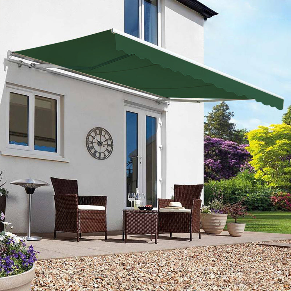 Retractable Patio Awning - Manual Shelter - Green Awnings   