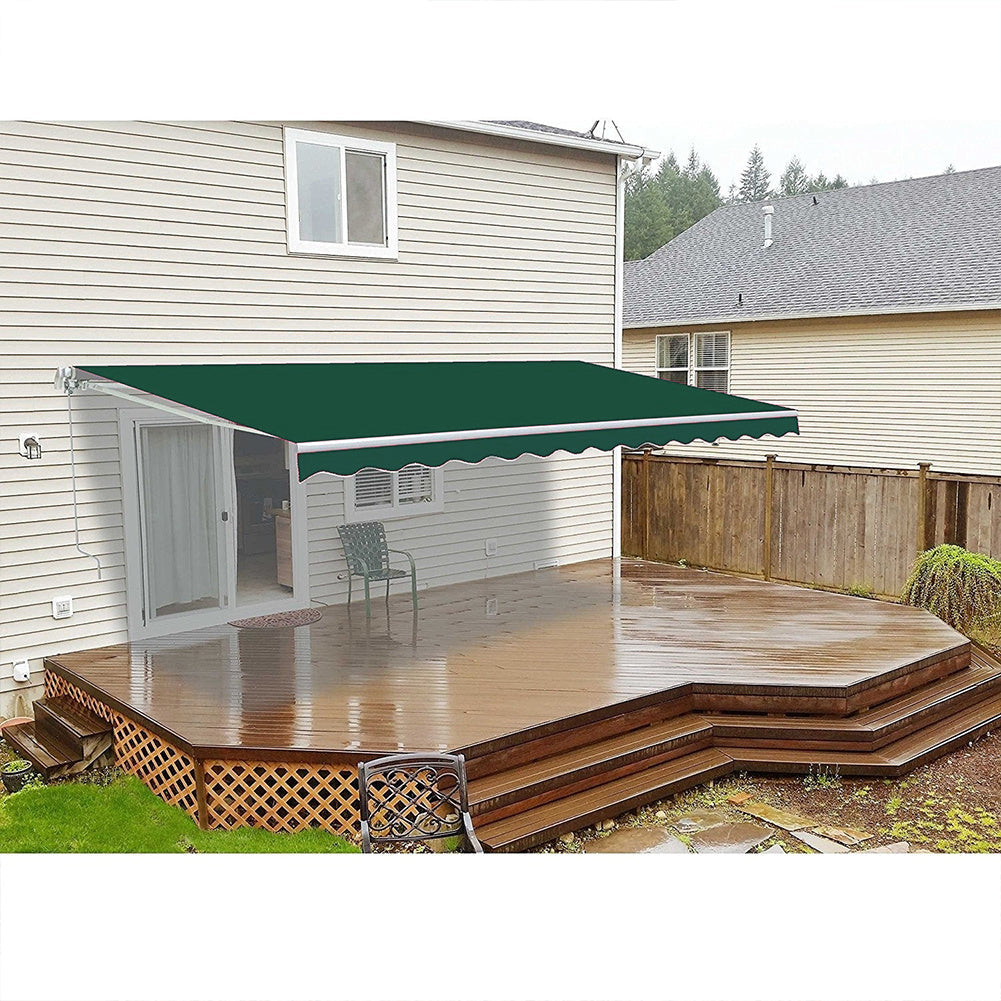 Retractable Patio Awning - Manual Shelter - Green Awnings   