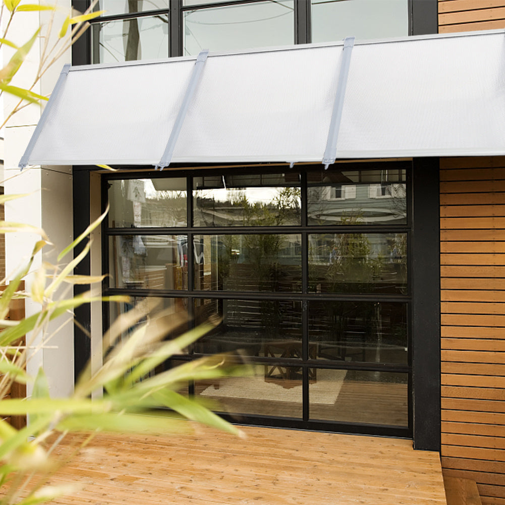Outdoor Flat Shielded Awning - Rain Shelter - Grey Awnings   L 270 x W 90 x H 28 cm 