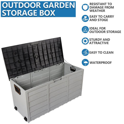 Outdoor Grey Chest Storage Box wih Black Cover Garden storage Garden Sanctuary 